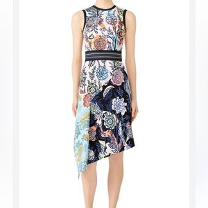 Peter Pilotto Size 10‎ Patchwork Drape floral Multicolor Asymmetrical dress